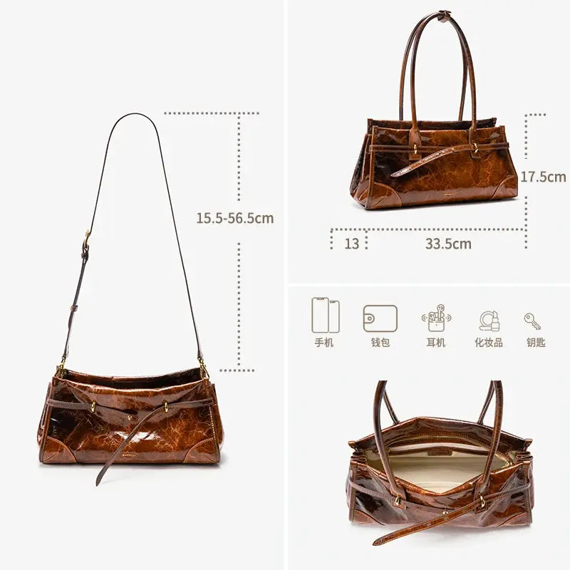 Veloria™ Vintage Leather Baguette Bag 