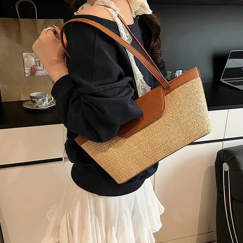 Veloria™ Woven Straw Baguette Bag 
