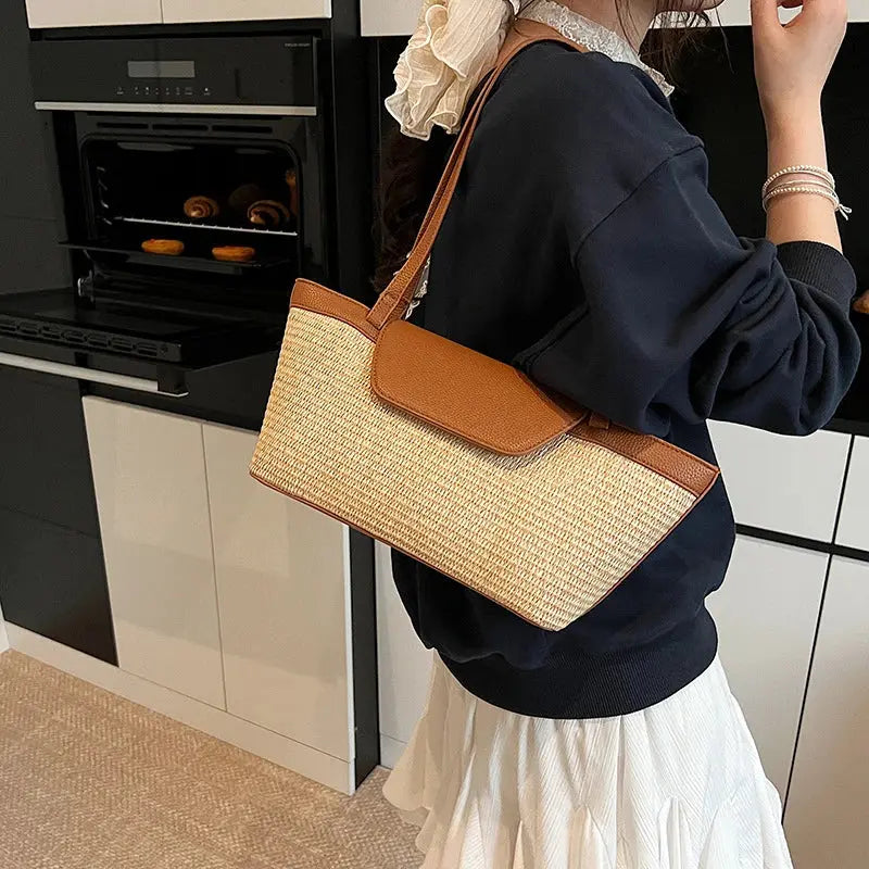 Veloria™ Woven Straw Baguette Bag 