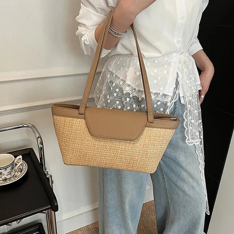 Veloria™ Woven Straw Baguette Bag 