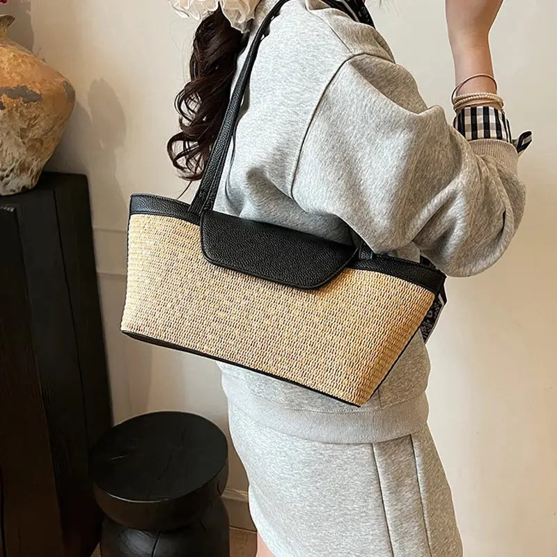 Veloria™ Woven Straw Baguette Bag 