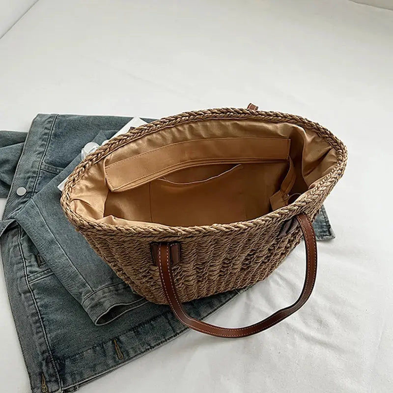 Veloria™ Woven Straw Bucket Bag 