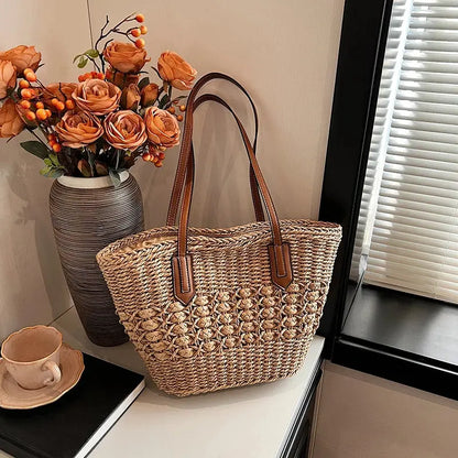 Veloria™ Woven Straw Bucket Bag 