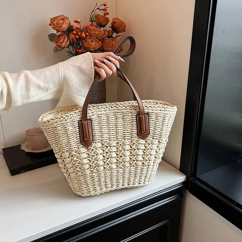 Veloria™ Woven Straw Bucket Bag 
