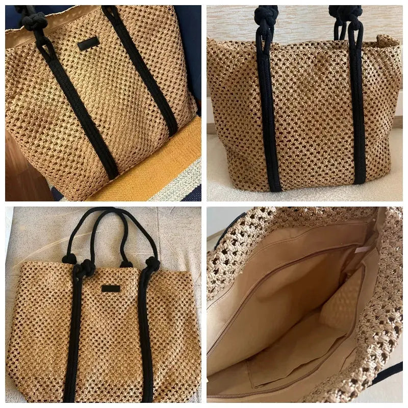 Veloria™ Woven Straw Casual Tote 