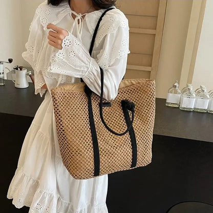 Veloria™ Woven Straw Casual Tote 