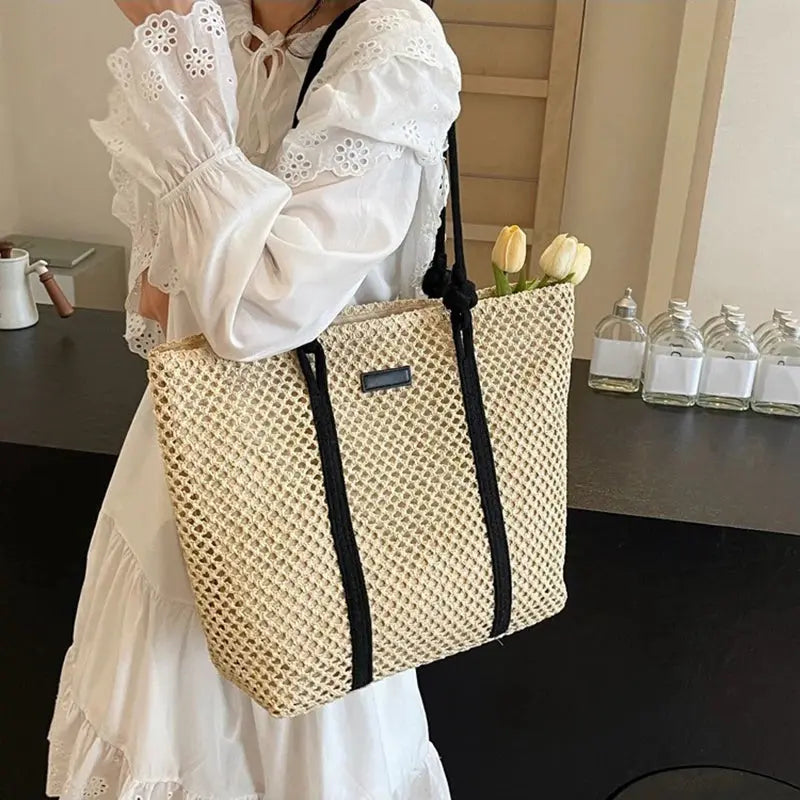 Veloria™ Woven Straw Casual Tote 