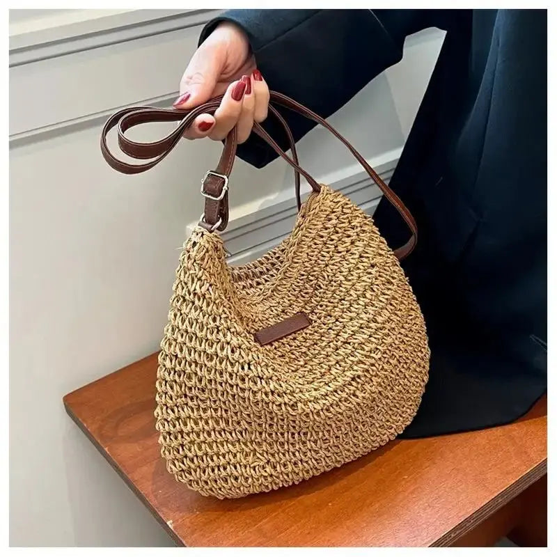 Veloria™ Woven Straw Shoulder Bag 