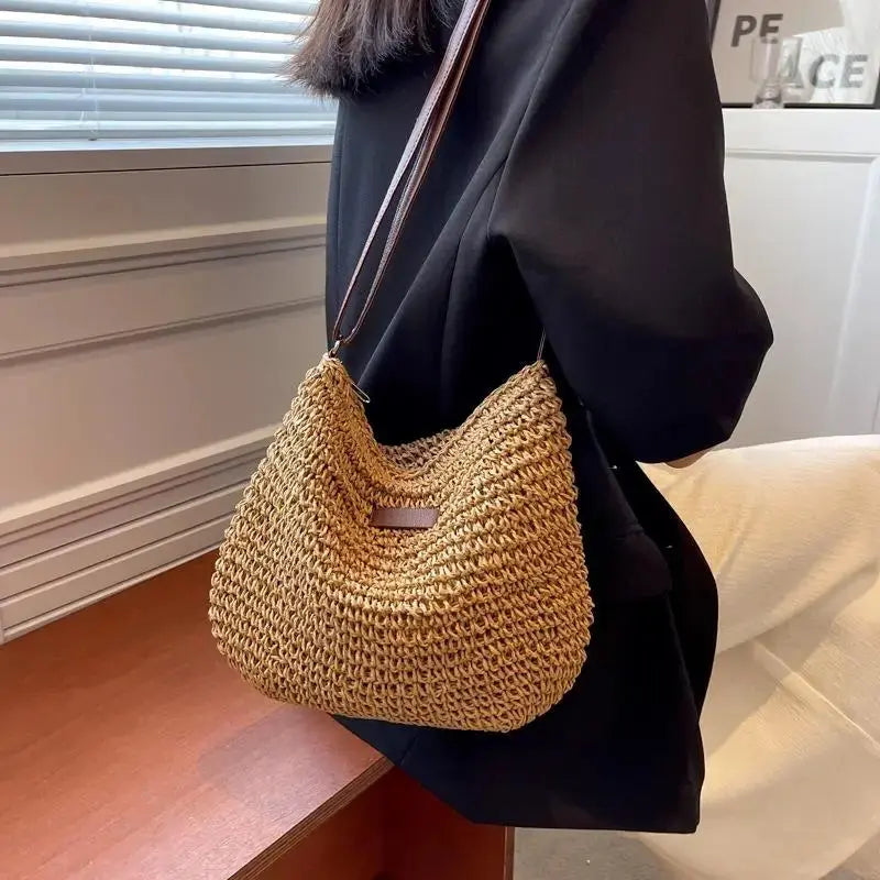 Veloria™ Woven Straw Shoulder Bag 