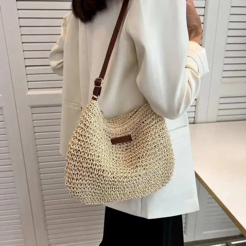 Veloria™ Woven Straw Shoulder Bag 