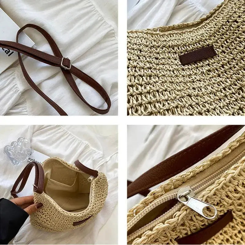 Veloria™ Woven Straw Shoulder Bag 