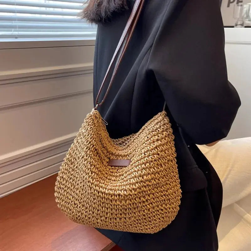 Veloria™ Woven Straw Shoulder Bag 