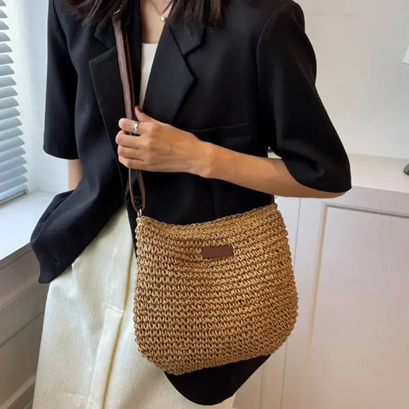 Veloria™ Woven Straw Shoulder Bag 