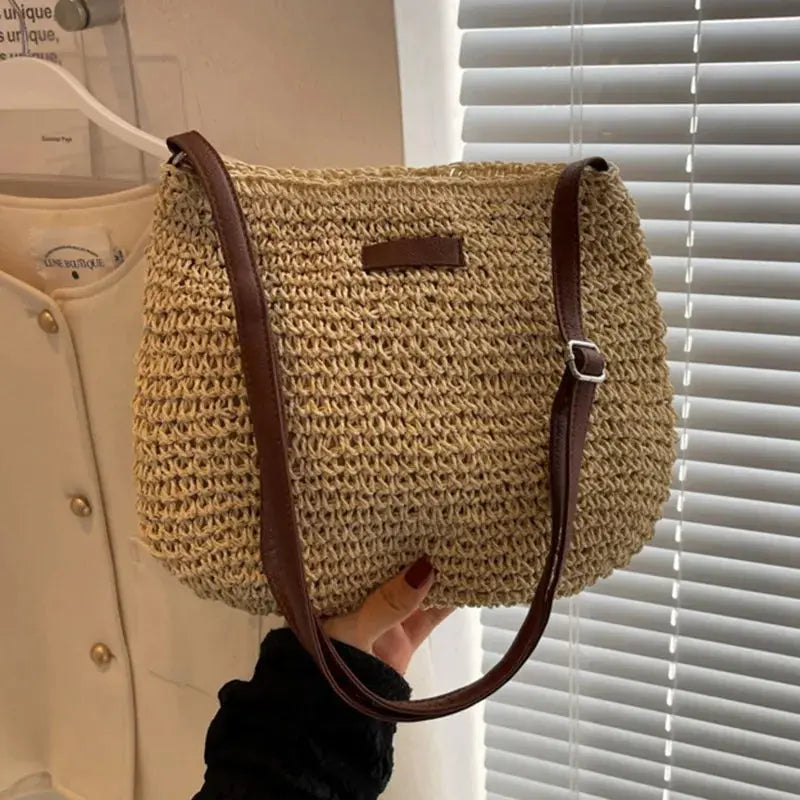 Veloria™ Woven Straw Shoulder Bag 