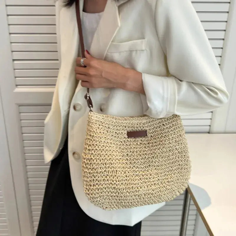 Veloria™ Woven Straw Shoulder Bag 