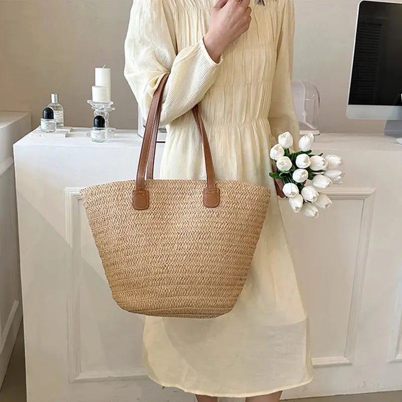 Veloria™ Woven Straw Tote 