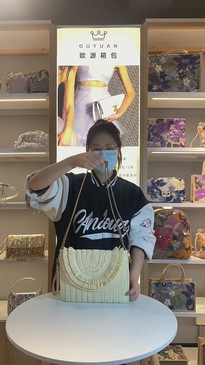 Veloria™ Tassel Flap Straw Bag